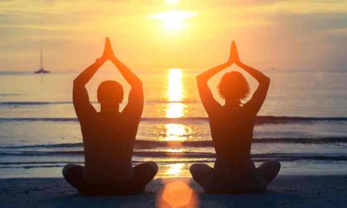 Yoga tantra meditation woman man meditating stock silhouettes sunset beach sex boost help royalty life people femina via share couple